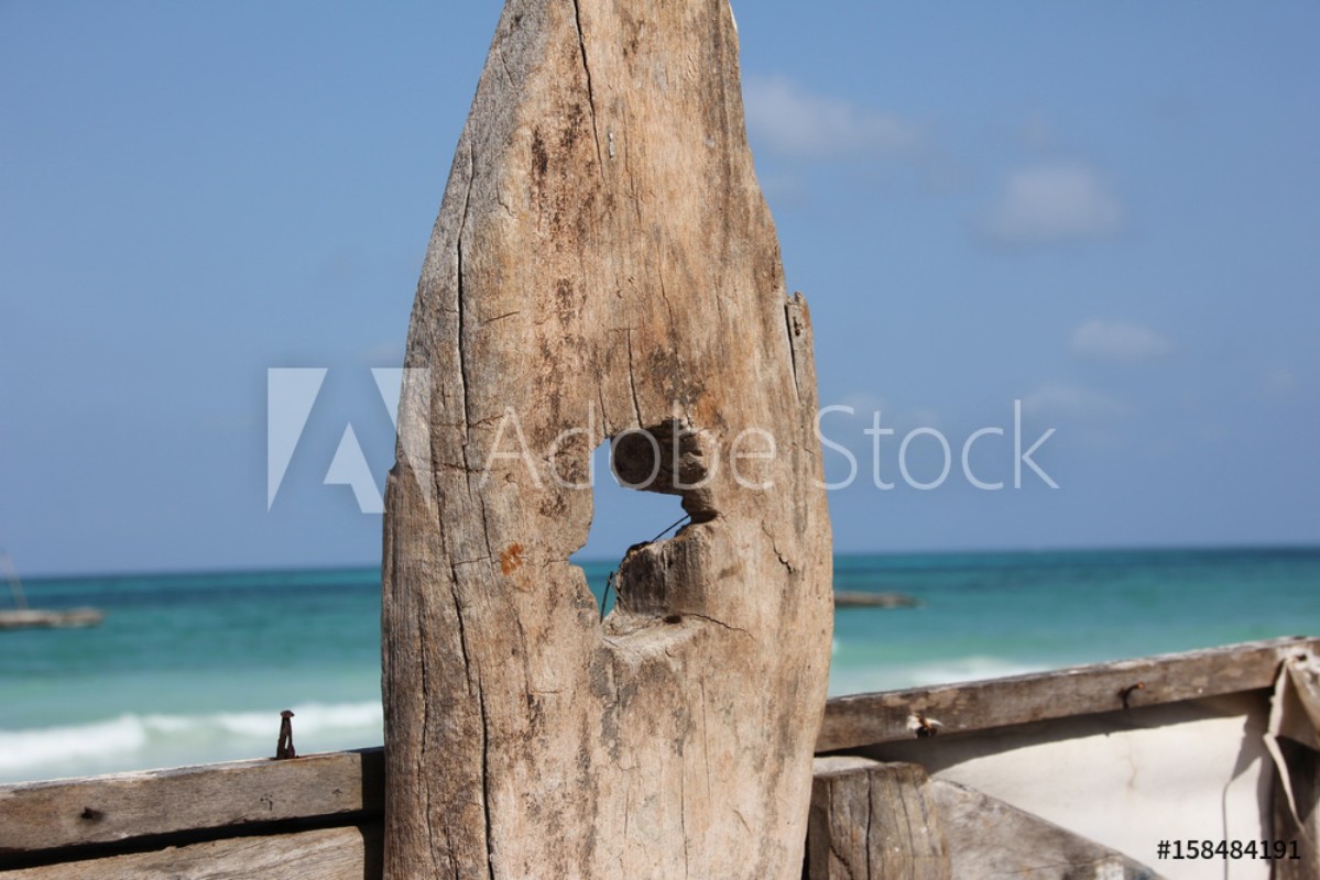 Afbeeldingen van Wooden Post  Kiwengwa Beach Zanzibar Island Tanzania Indian Ocean Africa
